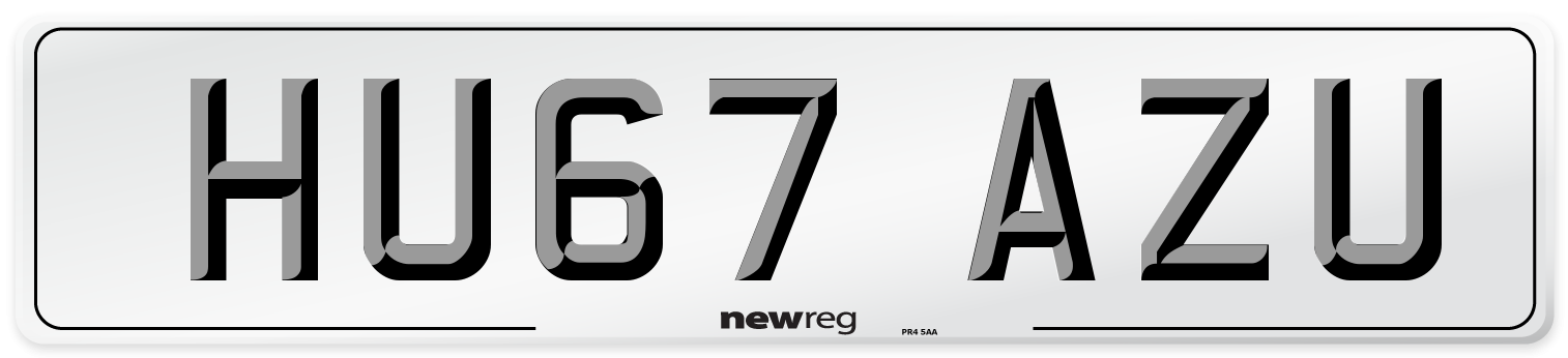HU67 AZU Number Plate from New Reg